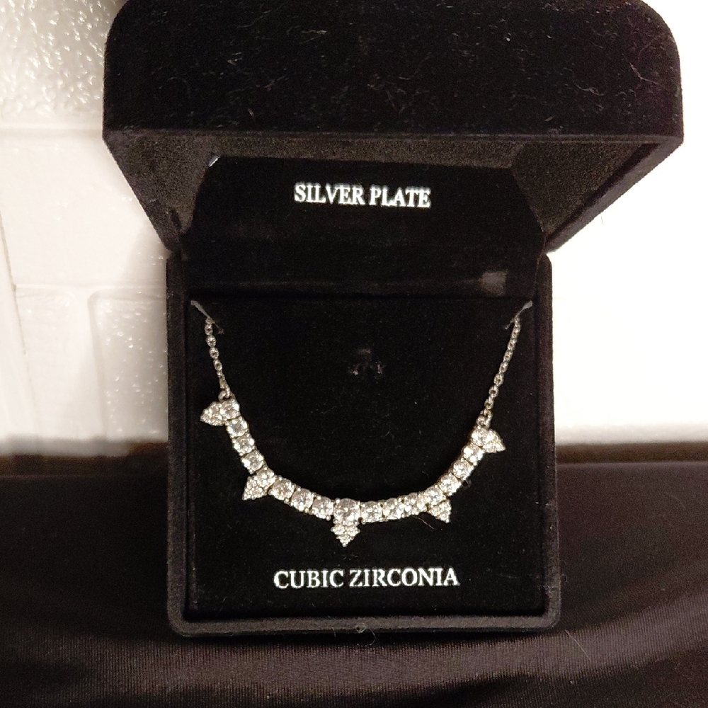 Silver Plate Cubic Zirconia Necklace